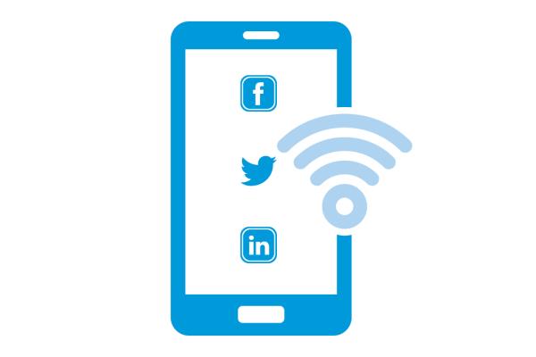 Social media on phone in GW blue