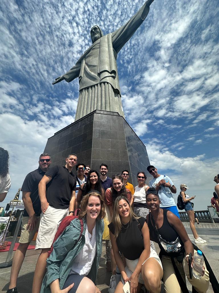 Group of Global Perspective Residency students in front of the Christ the Redeemer statue in Rio