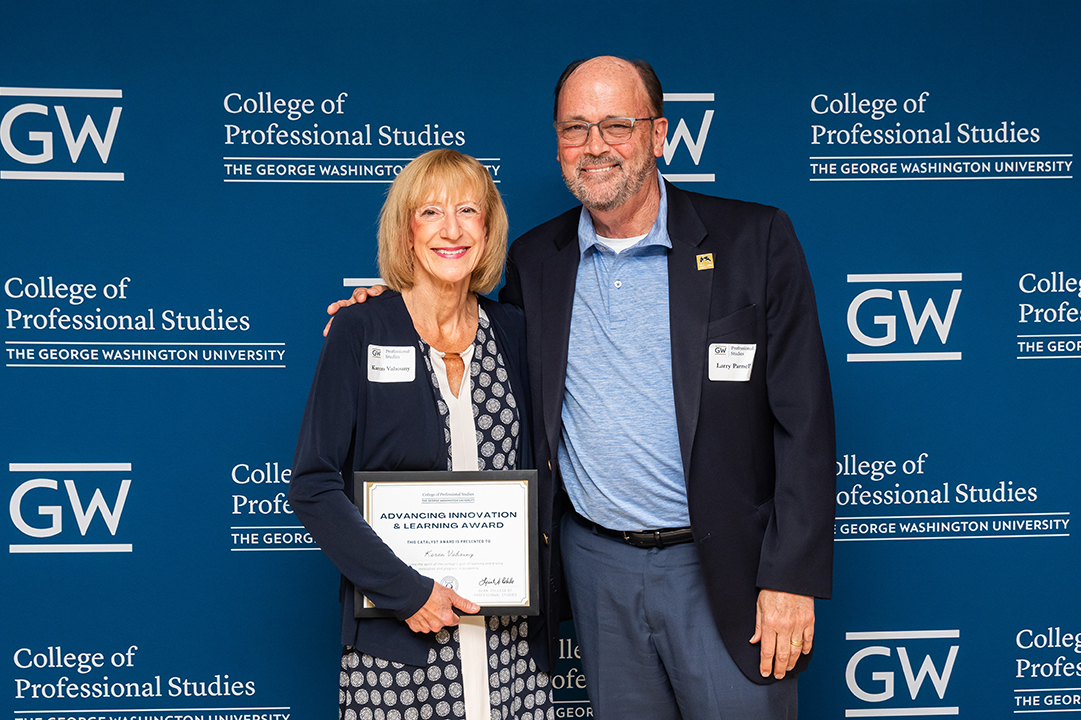 Faculty members Karen Vahouny with Larry Parnell