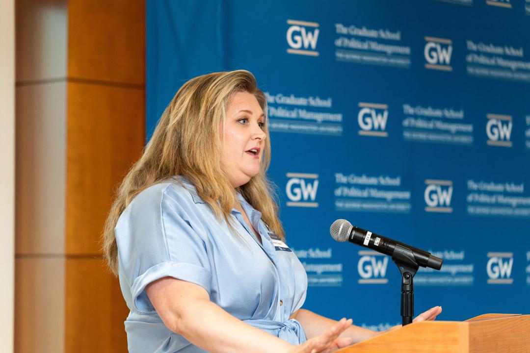 Lesley Lopez at podium