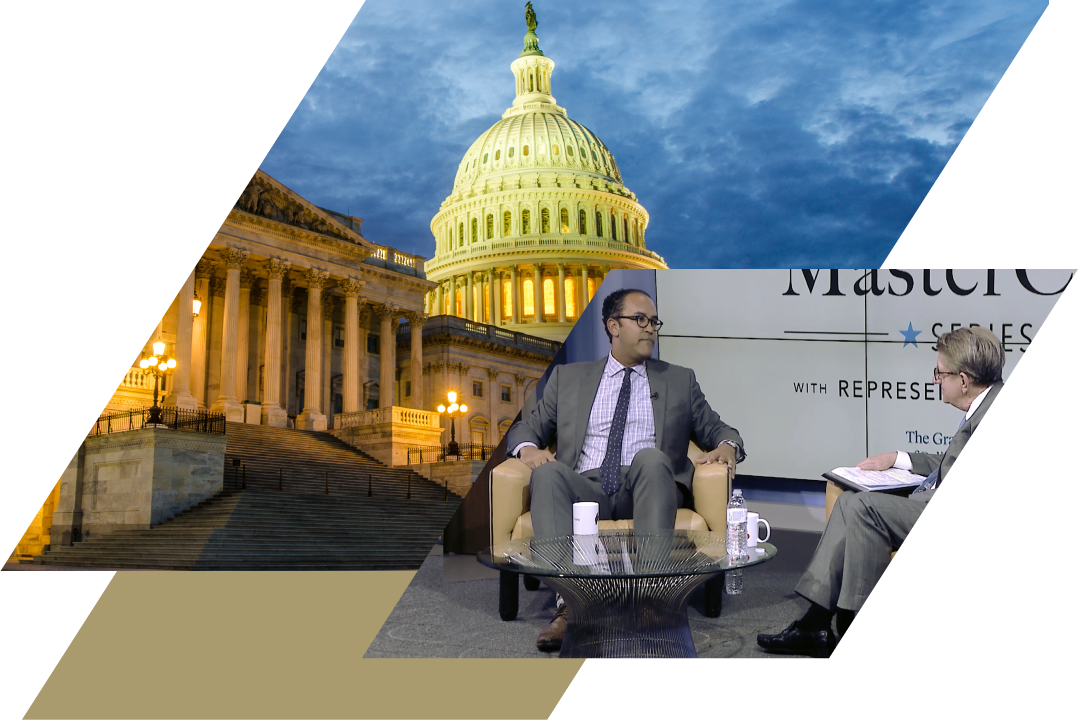 GSPM collage with U.S. Capitol and two men talking on panel